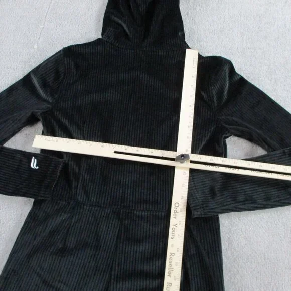 Fabletics Plush Rib Hooded Jumpsuit Womens Medium Short Black Cord Corduroy NWT - Picture 6 of 12